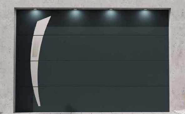 Porte sectionnelle avec inserts inox