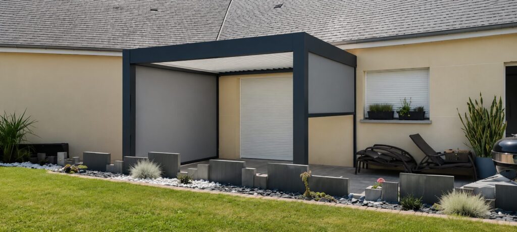 Pergola bioclimatique adossée